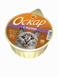 Оскар 100г конс. для кошек и котов Индейка (1*20шт)