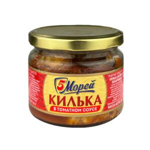 Килька балт. неразд.обжар.в т/с 260г стекло 5Морей 1*12