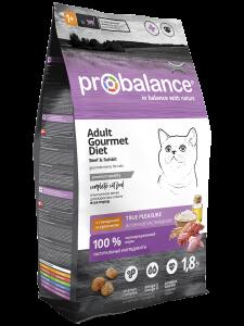 Probalance Gourmet Diet д/взр.кош.  с говядиной и кроликом, 1,8кг
