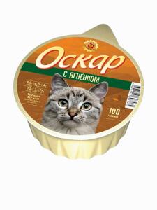 Оскар 100г конс. для кошек и котов Ягненок (1*20шт)