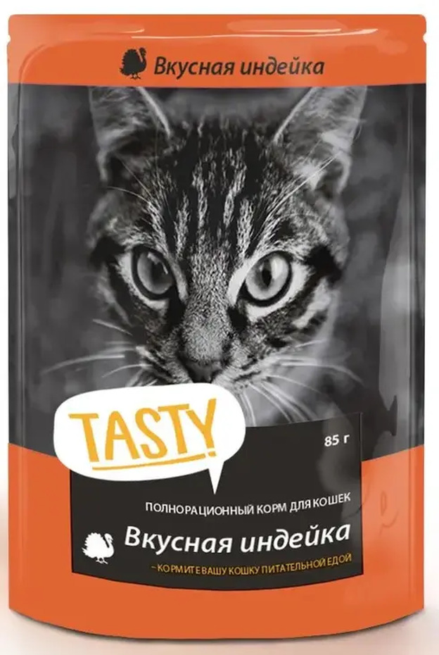 Tasty корм с индейкой в желе для кошек, пауч, 85 г