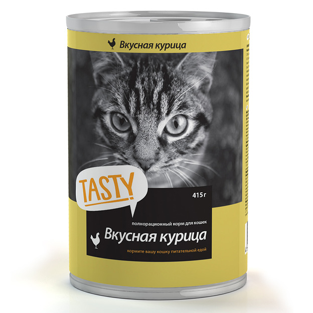 Tasty корм с курицей в соусе для кошек, банка, 415 г