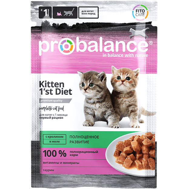 Консервированный корм для котят Probalance Kitten 1`st Diet с кроликом, 85г (25шт. в уп.)