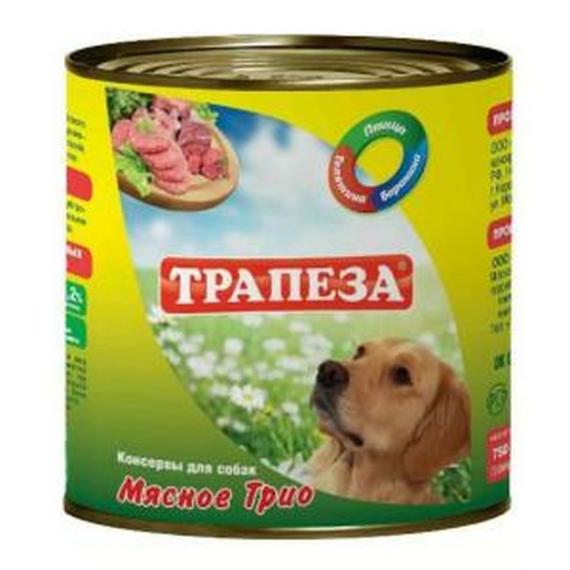 Трапеза конс д/собак Мясное трио 750г 1*9